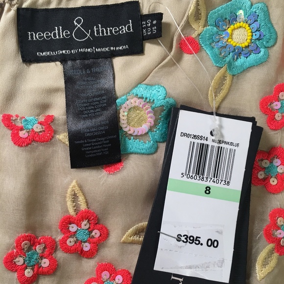 Needle & Thread Floral Applique Silk Dress Size 8 never used - Picture 7 of 8